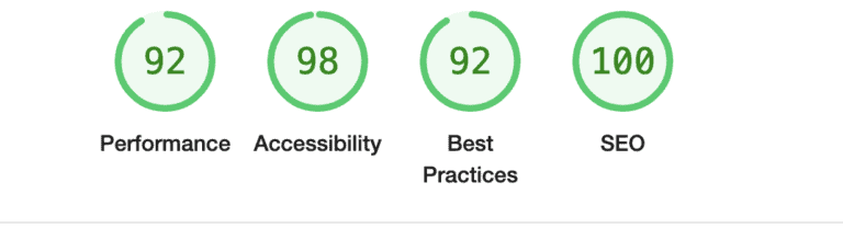 a screenshot of an example of website performance